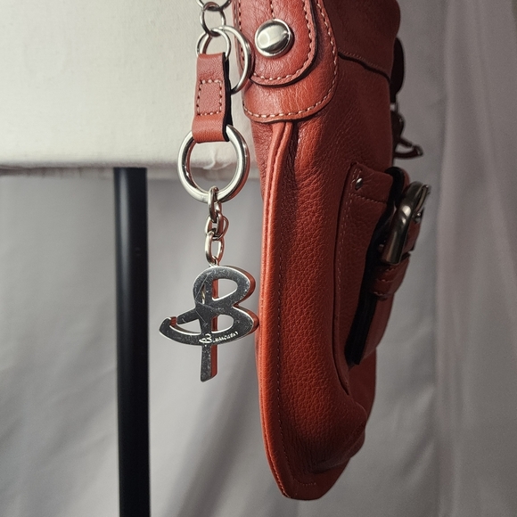 B Makowsky Genuine Leather Shoulder/Crossbody Purse in Orange - Picture 8 of 16